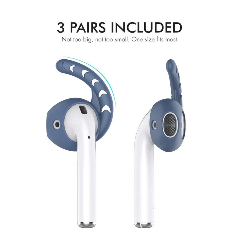 AhaStyle 3 Pairs AirPods Ear Hooks Cover Silicone Accessories Compatible with Apple AirPods and EarPods Headphones(Navy Blue) - Image 4